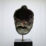 Buddha head sculpture, marble base