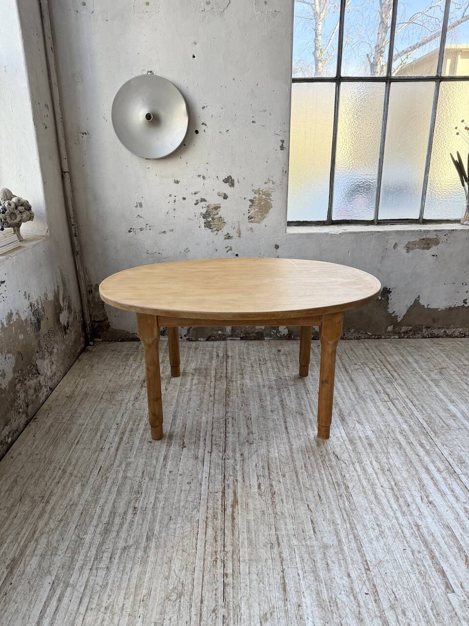Oval farmhouse table oak 1960