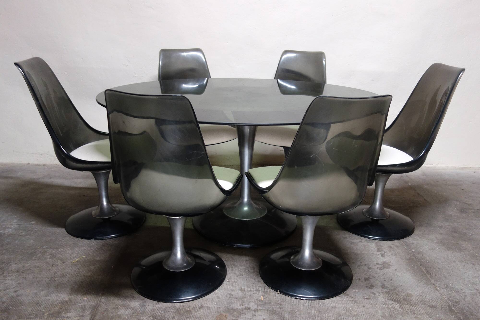 Ensemble table et 6 chaises Chromcraft space age années 70