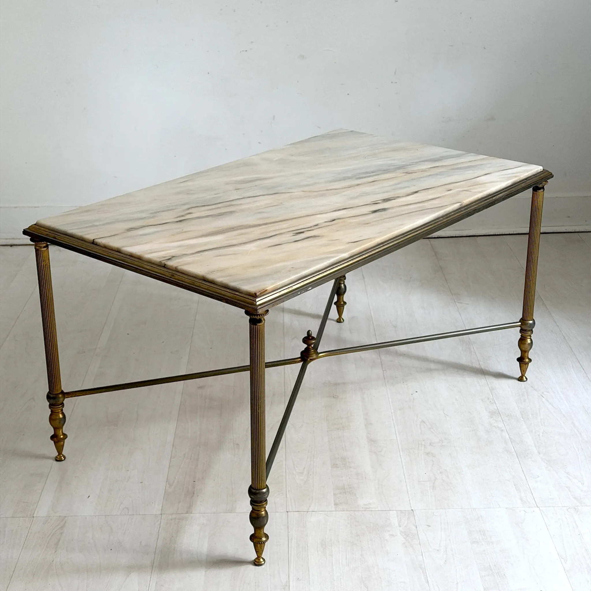 Vintage coffee table in 1970s neoclassical style.