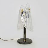 Large foliage table lamp in glass and anthracite gray metal. 80 years