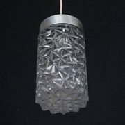 Pair of Italian Pendant Lights in Glass and Polished Aluminum, 1970s