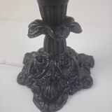 Mid-century Czech cast iron glass lamp vintage floral shade home lighting