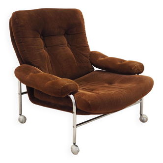 Corduroy armchair, Swedish design, 1960s, production: Sweden