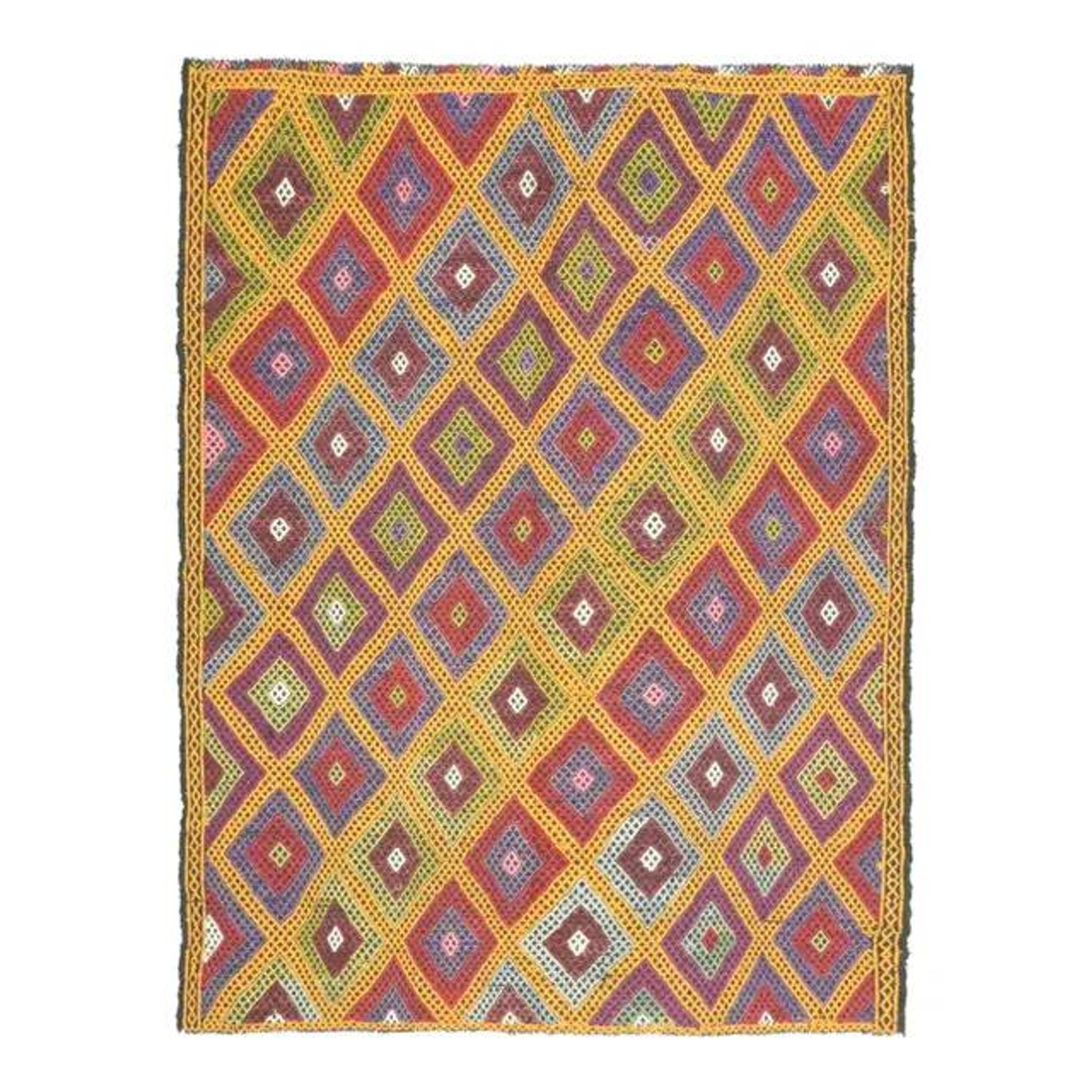 1970s Vintage Turkish Oushak Handmade Wool Cotton Yellow Area Rug 179x237