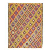 1970s Vintage Turkish Oushak Handmade Wool Cotton Yellow Area Rug 179x237