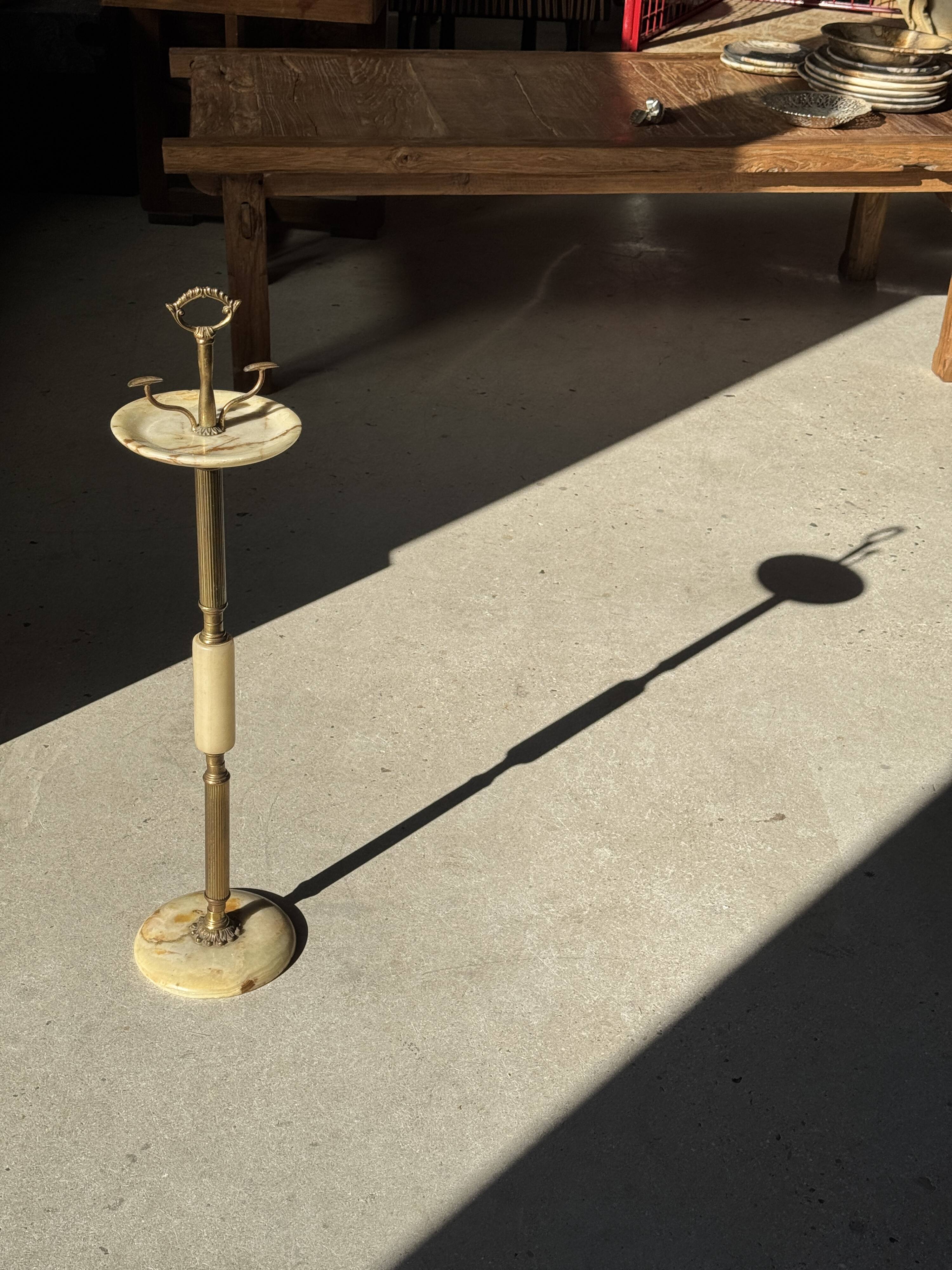 Marble and brass standing ashtray H74 D17