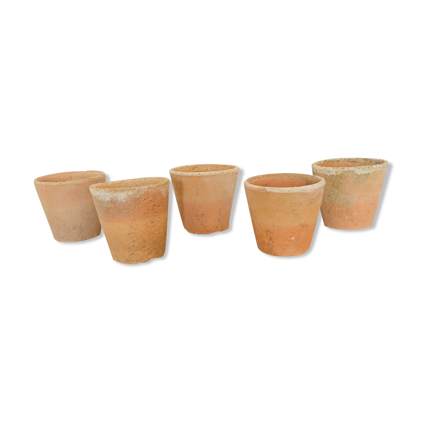 Lot of 5 terracotta pots circa 1930 graineterie