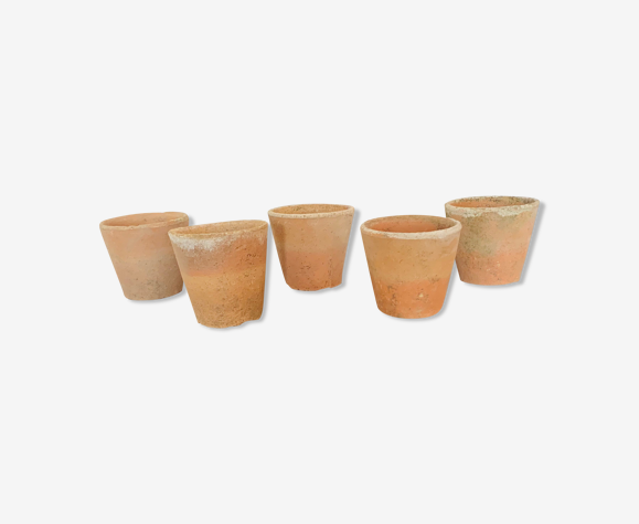 Lot de 5 pots en terre cuite circa 1930 graineterie