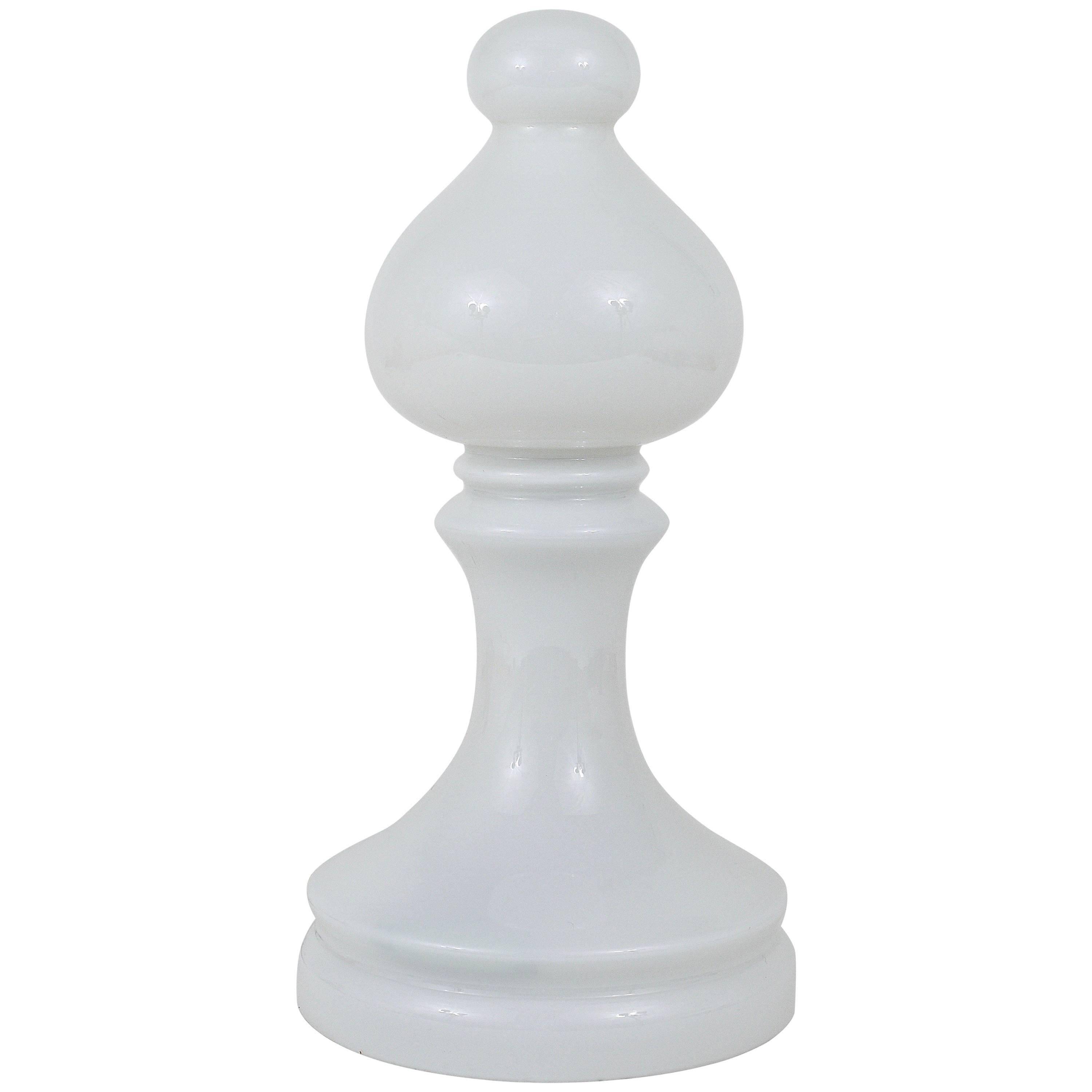 White Bishop chess lamp by Ivan Jakes, made of white glass, Czechoslovakia, 1970s.