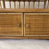 Vintage rattan storage cabinet