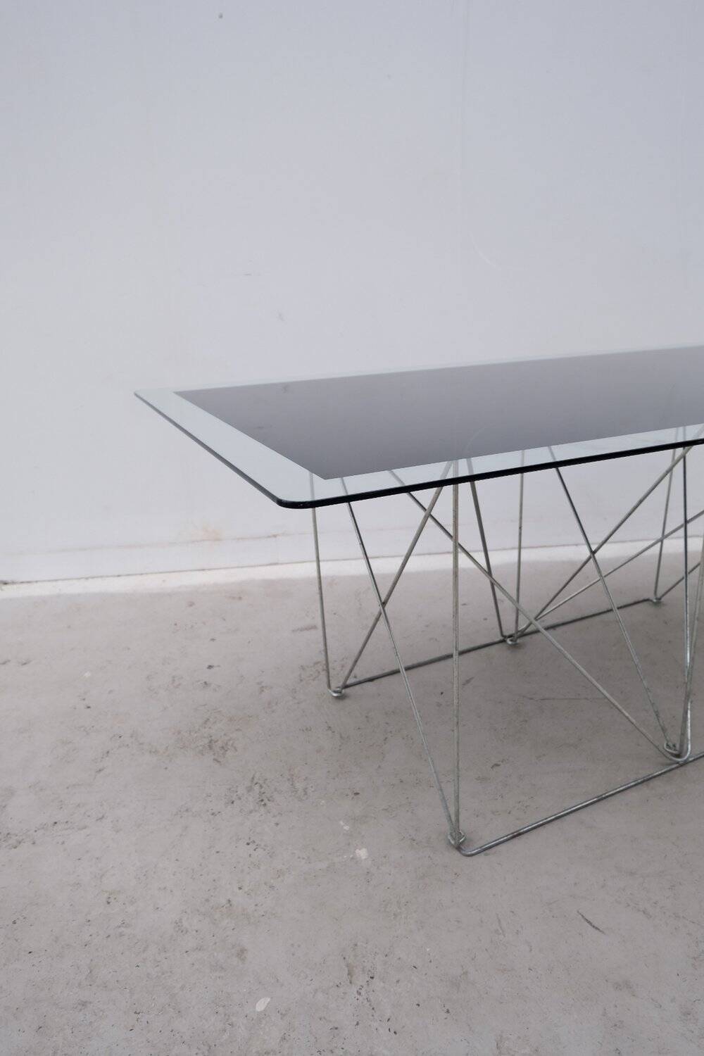 Max Sauze dining table in metal and enameled glass, 1960