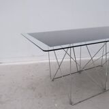Max Sauze dining table in metal and enameled glass, 1960