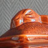 Vintage Rabbit Terrine in Glazed Ceramic - Brown Barbotine