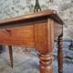 Antique French oak writing desk with 2 lockable drawers, circa 1920.