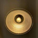Vintage Holophane Suspension Chandelier from the 50s/60s, industrial style, transparent striated glass