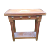 Art deco console in solid mahogany with diamond tips.