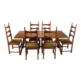Table à manger brutaliste de style château + 8 chaises
