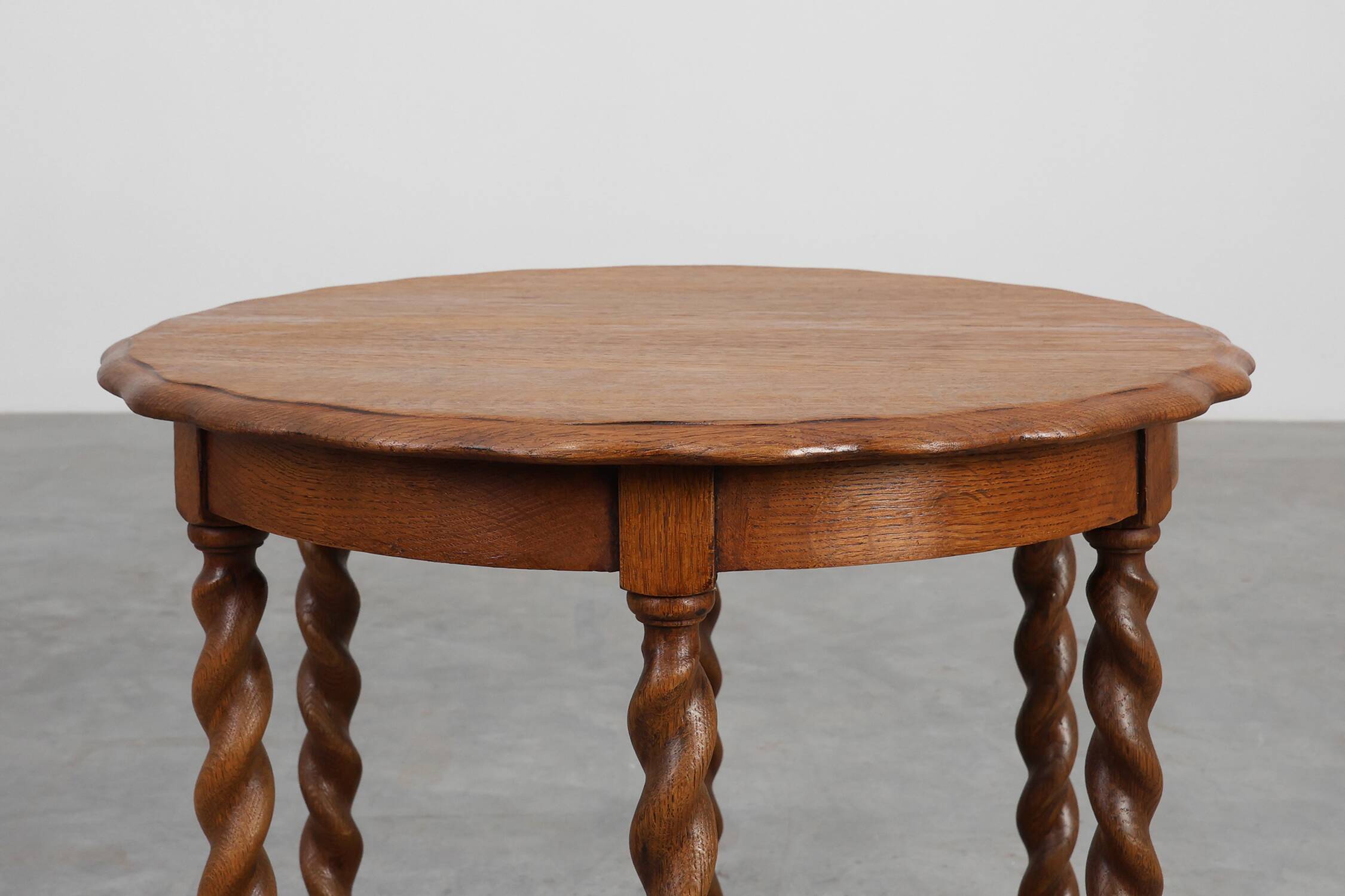 Solid Oak Carved Side Table with Barley-twist legs, France ca. 1890