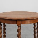 Solid Oak Carved Side Table with Barley-twist legs, France ca. 1890