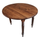 Antique drop-leaf table in French walnut – Oval table with folding extensions on both sides, late 19th century.