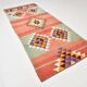 5x11 Kilim Long Wide Faded Samon Kilim Rug, Rare Style Anatolian Flatweave