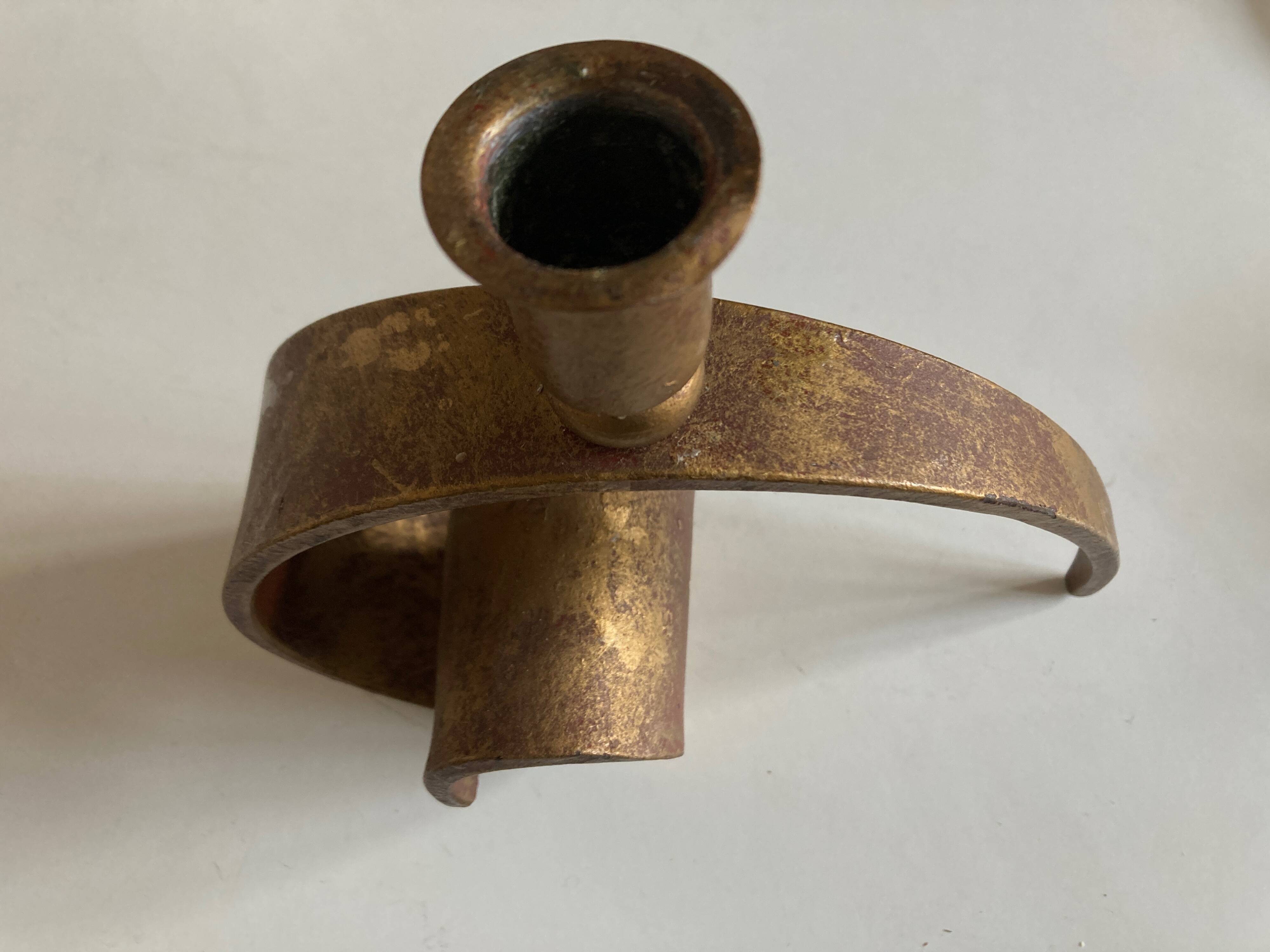 Battered iron candle holder Italian work 1970