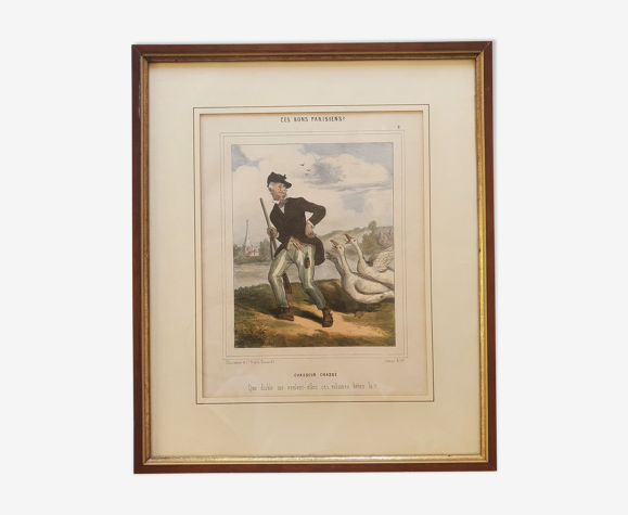 Gravure ancienne encadrée "Ces bons parisiens !"