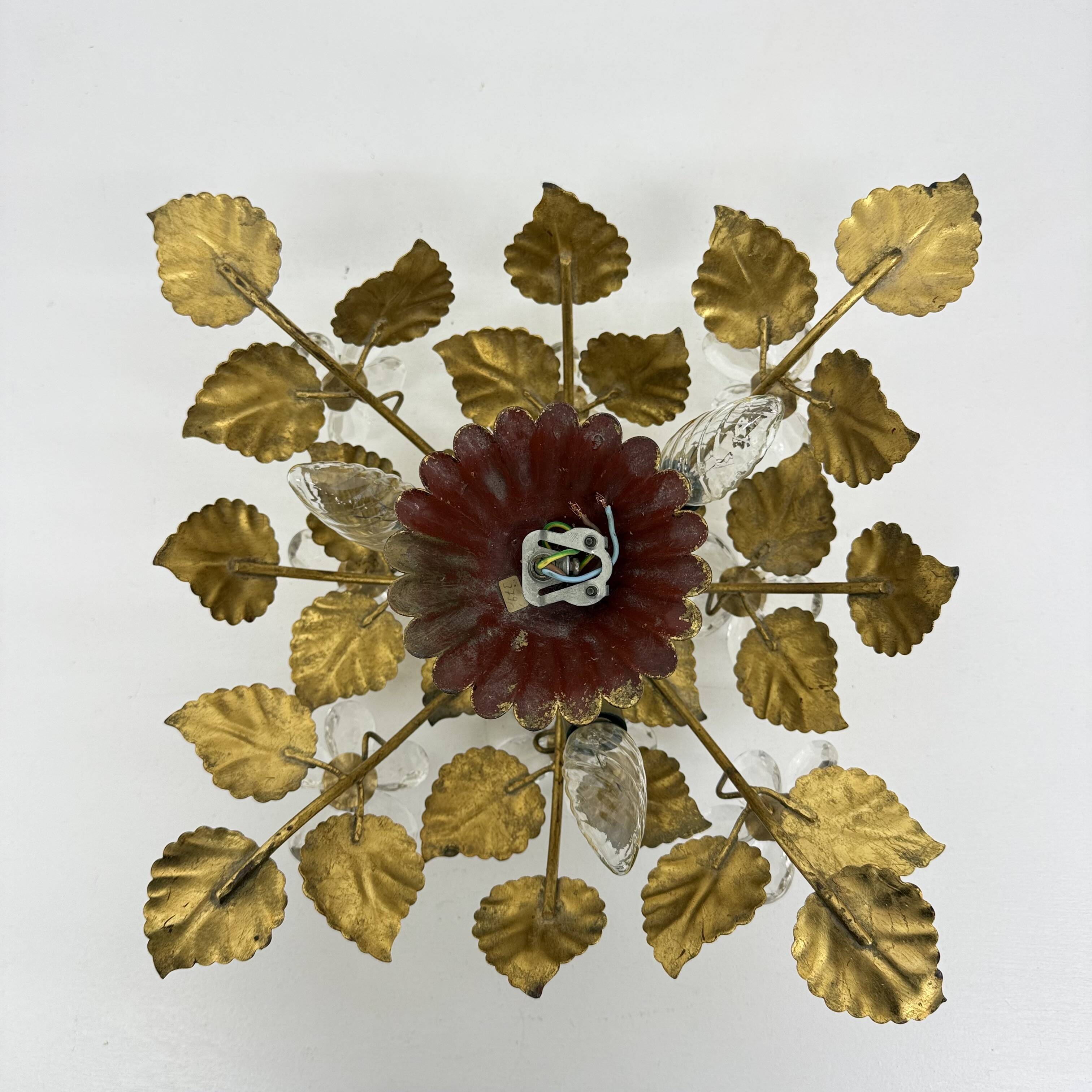 Mid-century design banci style ceiling lamp crystal flower , 1970sMid-centu