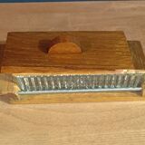 Beurrier en verre moulé bois inox art déco