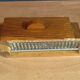 Butter dish in molded glass wood inox art deco