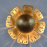 Brass plate flower sconce by Svend Aage Holm-Sörensen for Holm-Sörensen, Denmark.