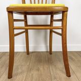 60s blond wood and yellow vinyl bistro chair