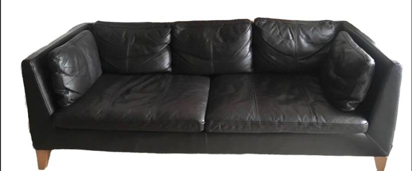Black leather sofa