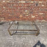 Vintage table basse chrome et laiton dore