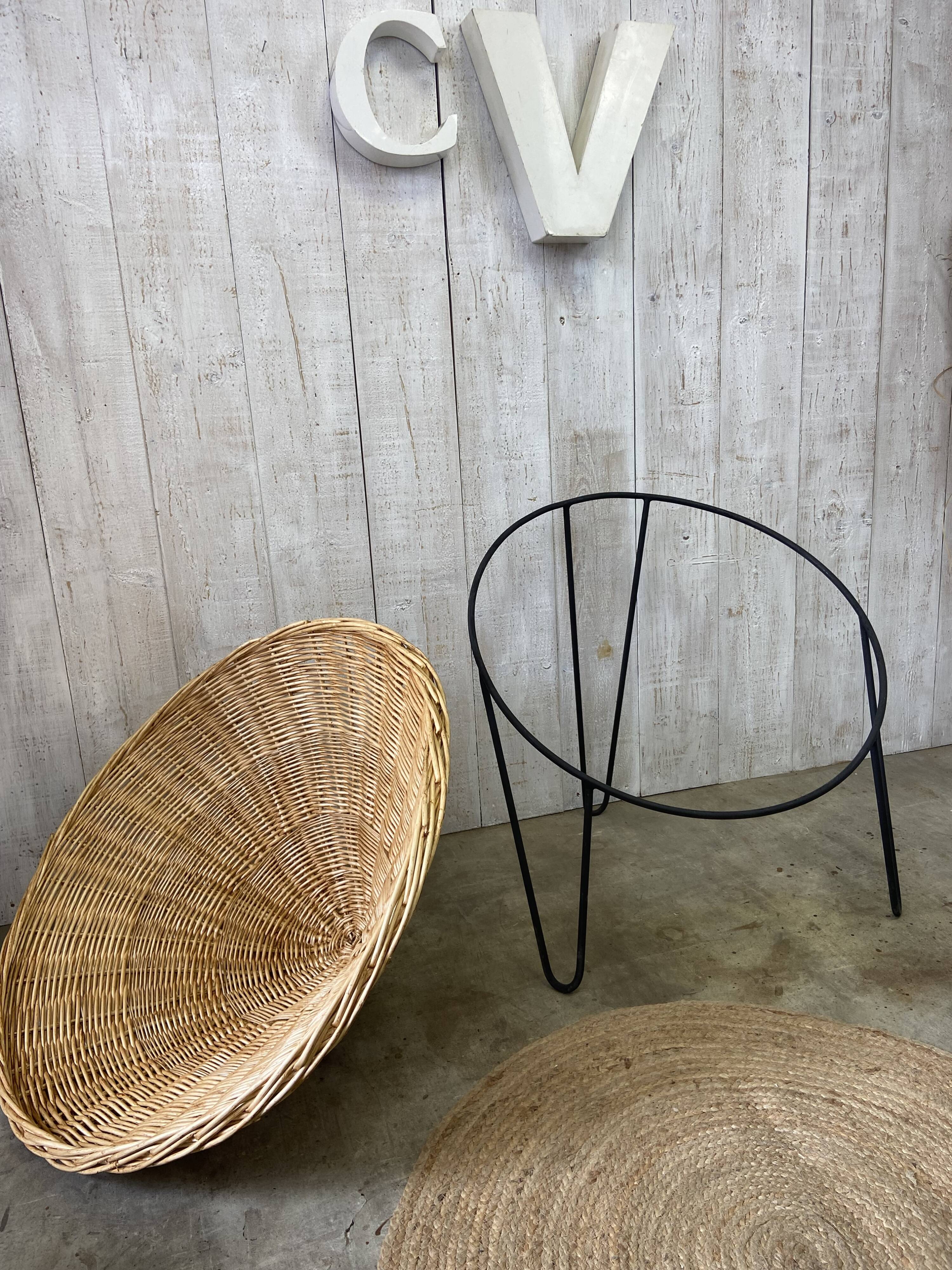 Pair of wicker basket armchairs