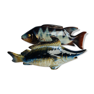 2 fish in glazed ceramic vintage
