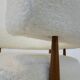 Contemporary Pair of Italian Armchairs, Wood and White Boucle Fabric