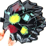 Pocket cup black ceramic sheet and abstract colored patterns fifties sixties