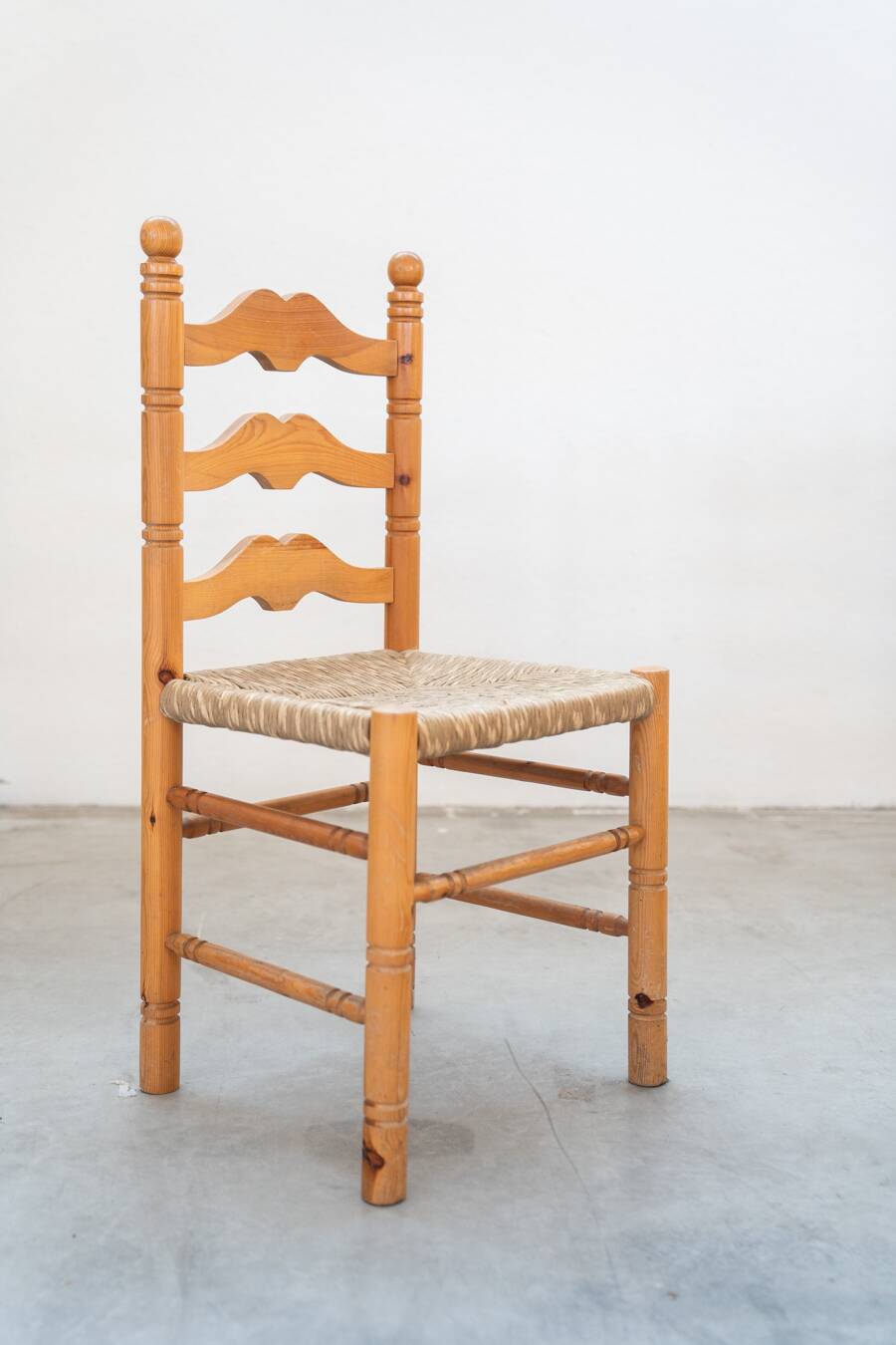 Rustic Friulian chairs with turned legs, set of 12, 1980-1990