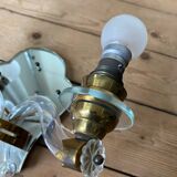 Applique murale ancienne en laiton et verre cristal