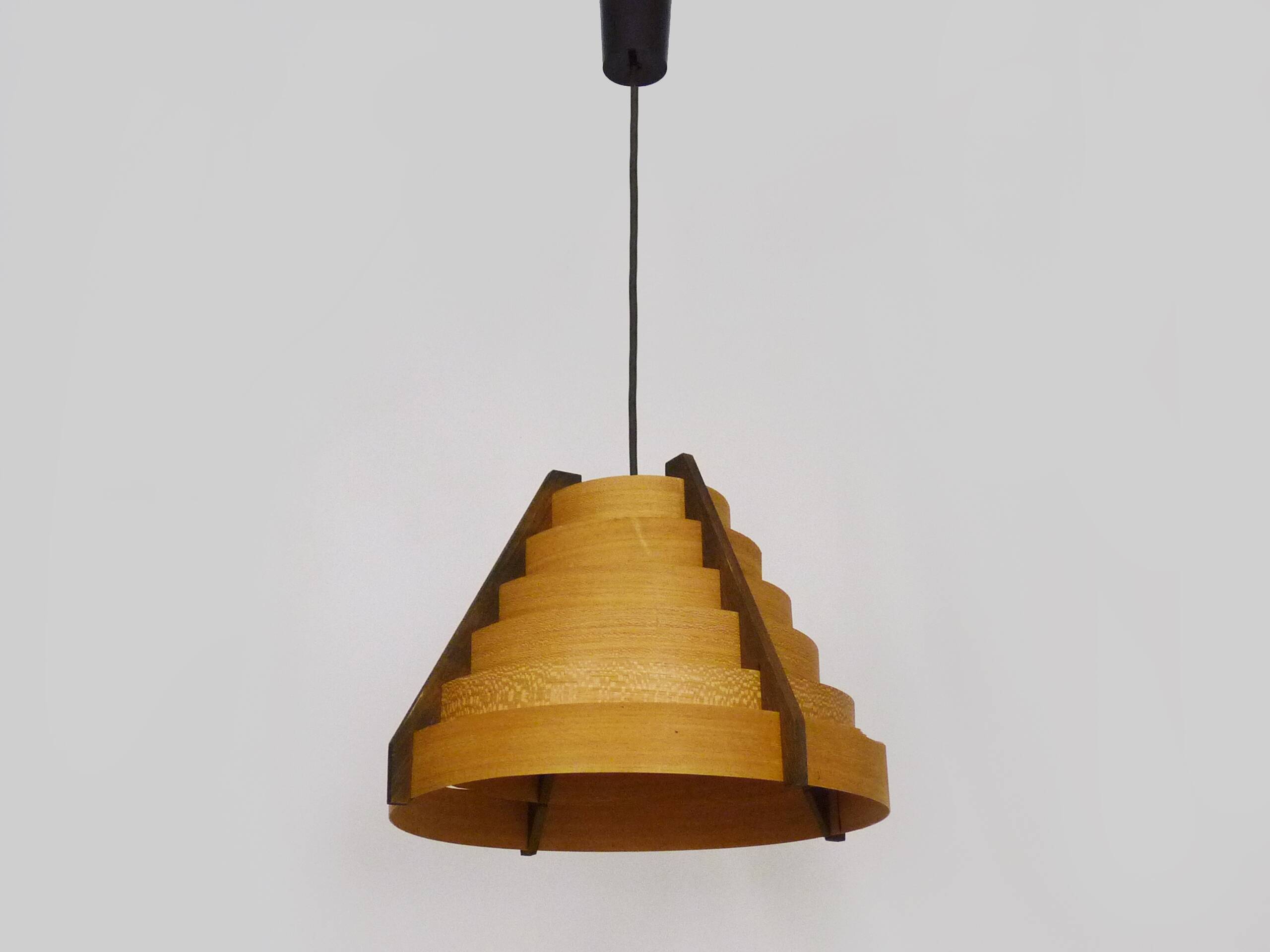 Scandinavian pendant light by Linus Bopp Limbach in pine slats. 1960s