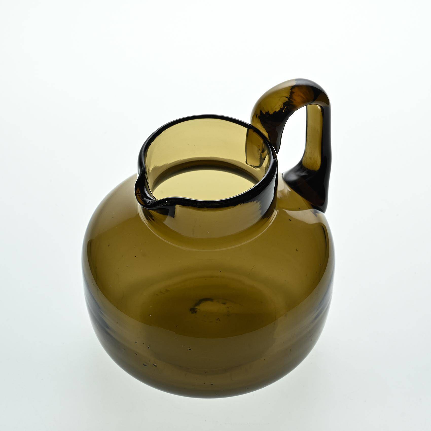 Amber blown glass carafe by Claude Morin, Dieulefit circa 1975