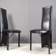 Chaises de salle à manger hautes en cuir noir vintage, lot de 6, années 1980