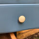 Restored antique drop-leaf secretary – natural wood & midnight blue