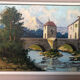 Oil painting on canvas s. audrey riverside + wood frame #a218