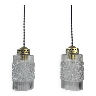 PAIR OF OLD VINTAGE GLASS PENDANTS