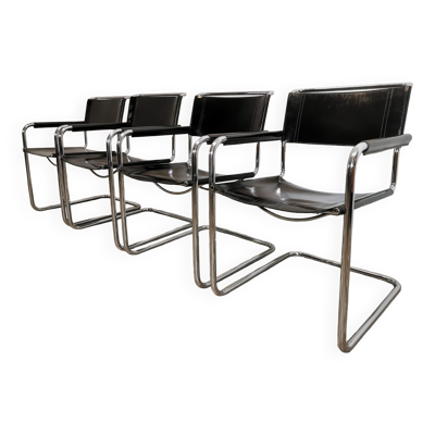 Fauteuils en cuir chromé