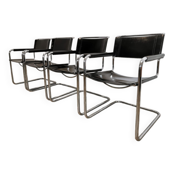 Fauteuils en cuir chromé