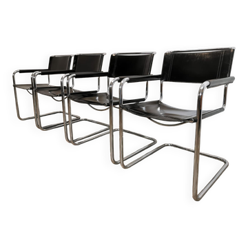 Fauteuils en cuir chromé